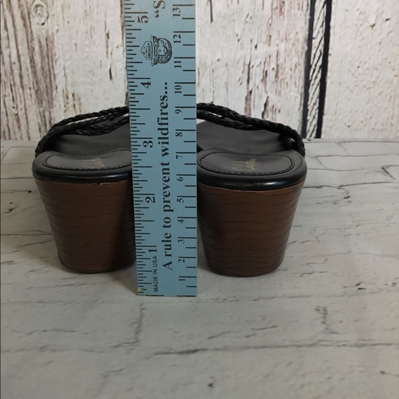 Cole Haan Braided Black Leather Wedge Sandals EUC 8.5 NARROW - Picture 6 of 11